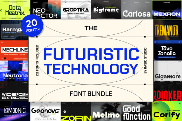 Futuristic Technology Bundle: Modern Typefaces